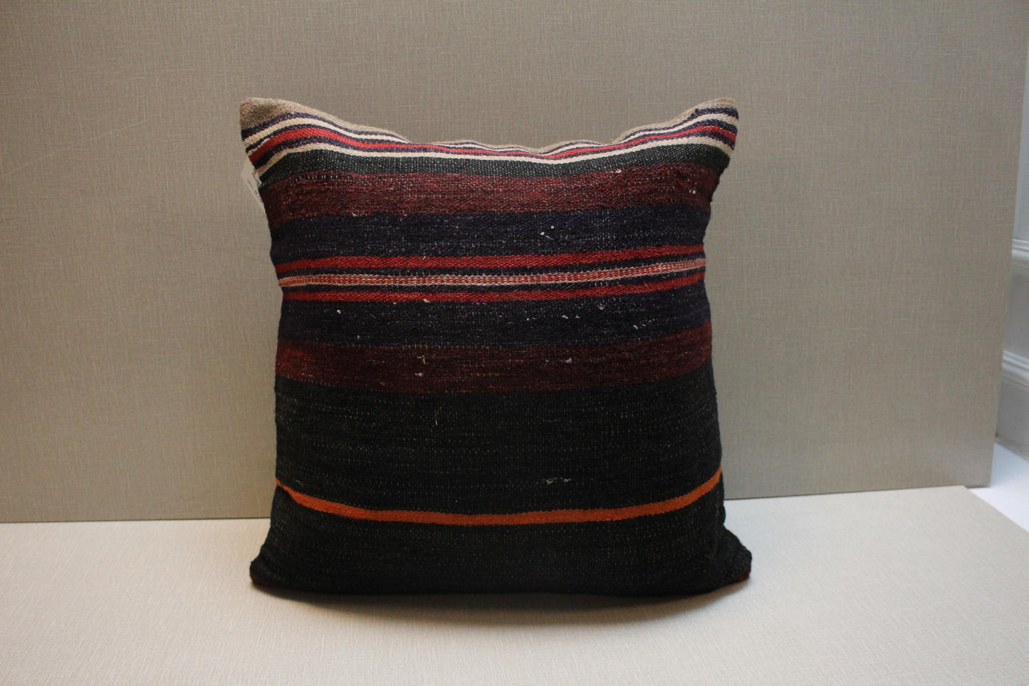Handwoven Kilim Pillow Cover: Upcycled Wool Rug, Bohemian Decor