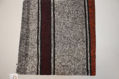 Handwoven Kilim Pillow Cover: Gray, Red, Black Tribal Design