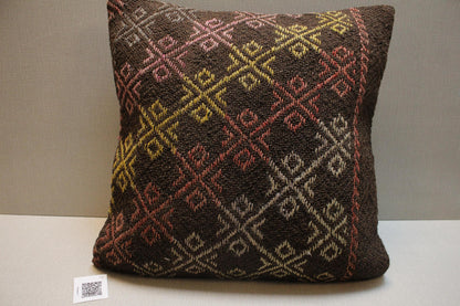 Handmade Kilim Pillow Cover: Upcycled Woven Rug, Earthy Geometric