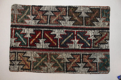 Handmade Kilim Pillow Cover: Upcycled Woven Rug, Bohemian Decor (16x24 inch)