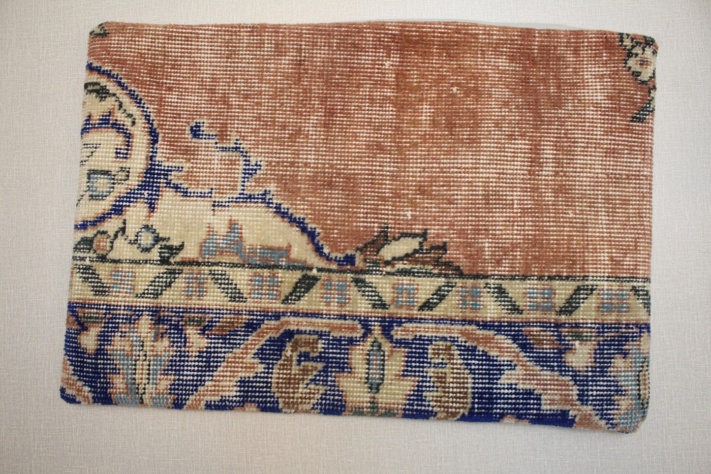 Handmade Kilim Pillow Cover: Upcycled Woven Rug, Bohemian Decor (16x24 in.)