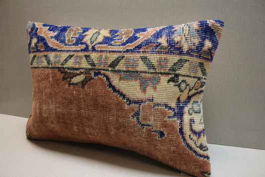 Handmade Kilim Pillow Cover: Upcycled Woven Rug, Bohemian Decor (16x24 in.)