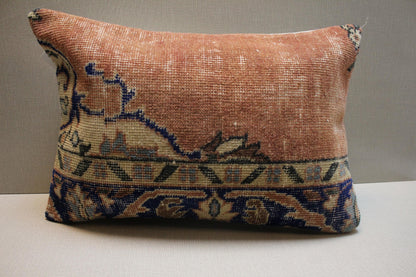 Handmade Kilim Pillow Cover: Upcycled Woven Rug, Bohemian Decor (16x24 in.)