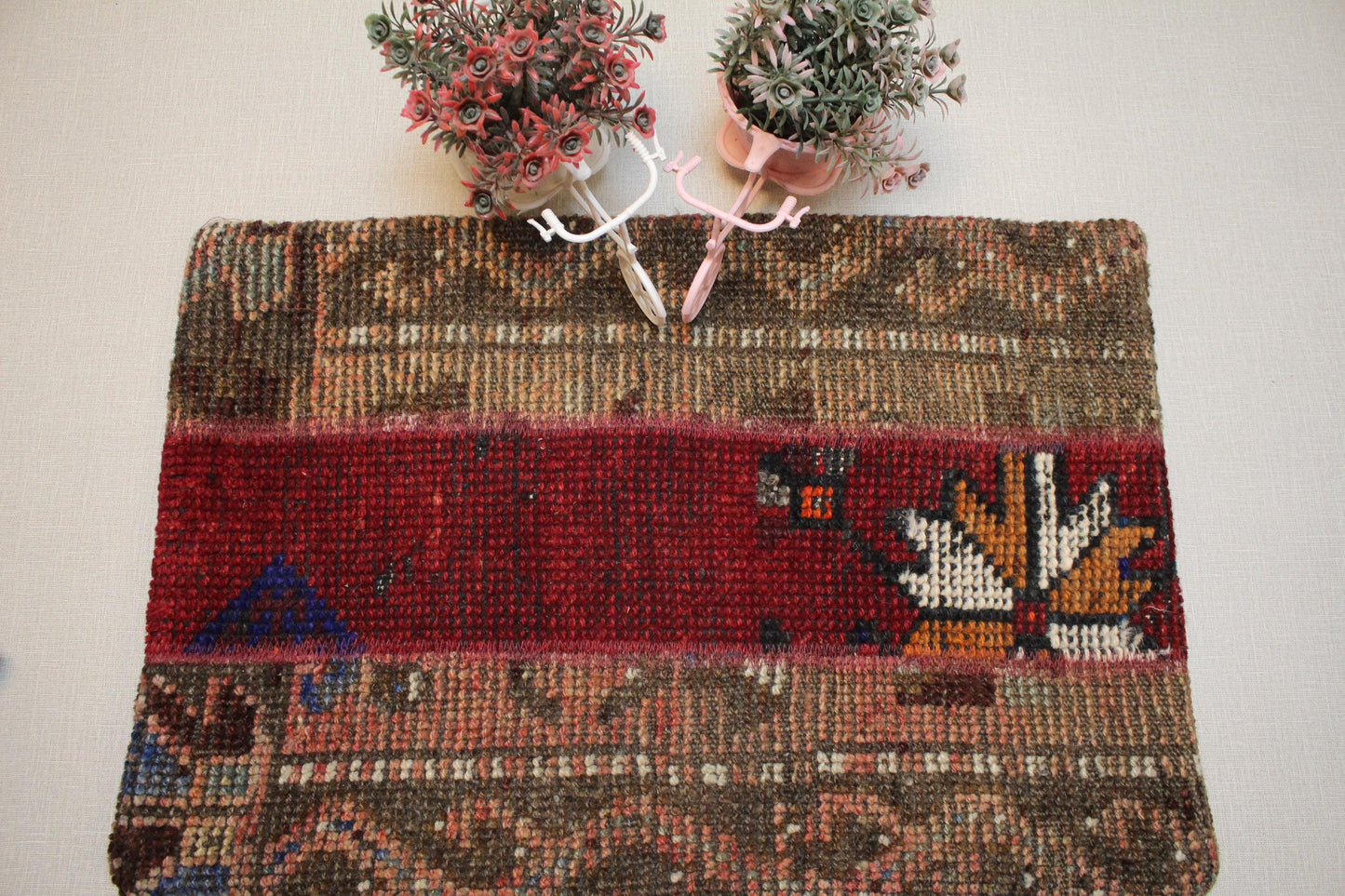 Vintage Turkish Kilim Pillow Cover: Rustic Boho Tribal Motifs