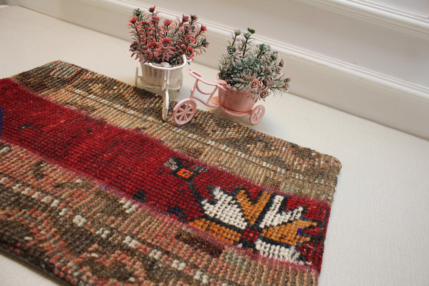 Vintage Turkish Kilim Pillow Cover: Rustic Boho Tribal Motifs