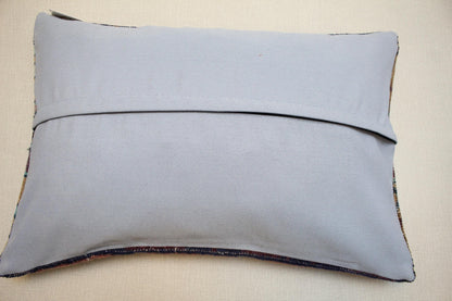 Vintage Turkish Kilim Pillow Cover: Boho Floral Accent Pillow (16x24 inc.)