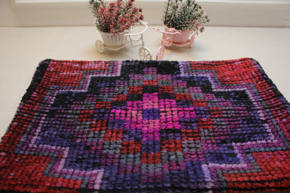 Handmade Kilim Pillow Cover: Red Geometric Woven Wool, 16x24