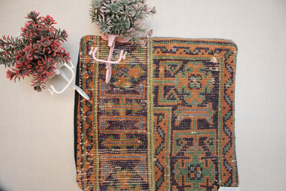 Geometric Kilim Pillow Cover: Upcycled Turkish Woven Rug, Boho Decor