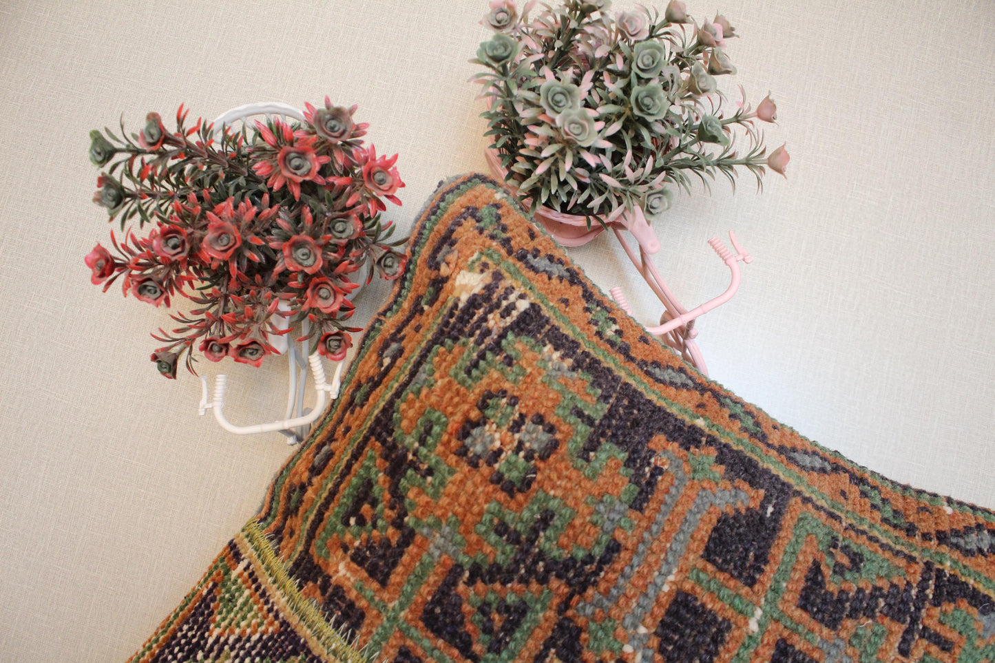 Geometric Kilim Pillow Cover: Upcycled Turkish Woven Rug, Boho Decor