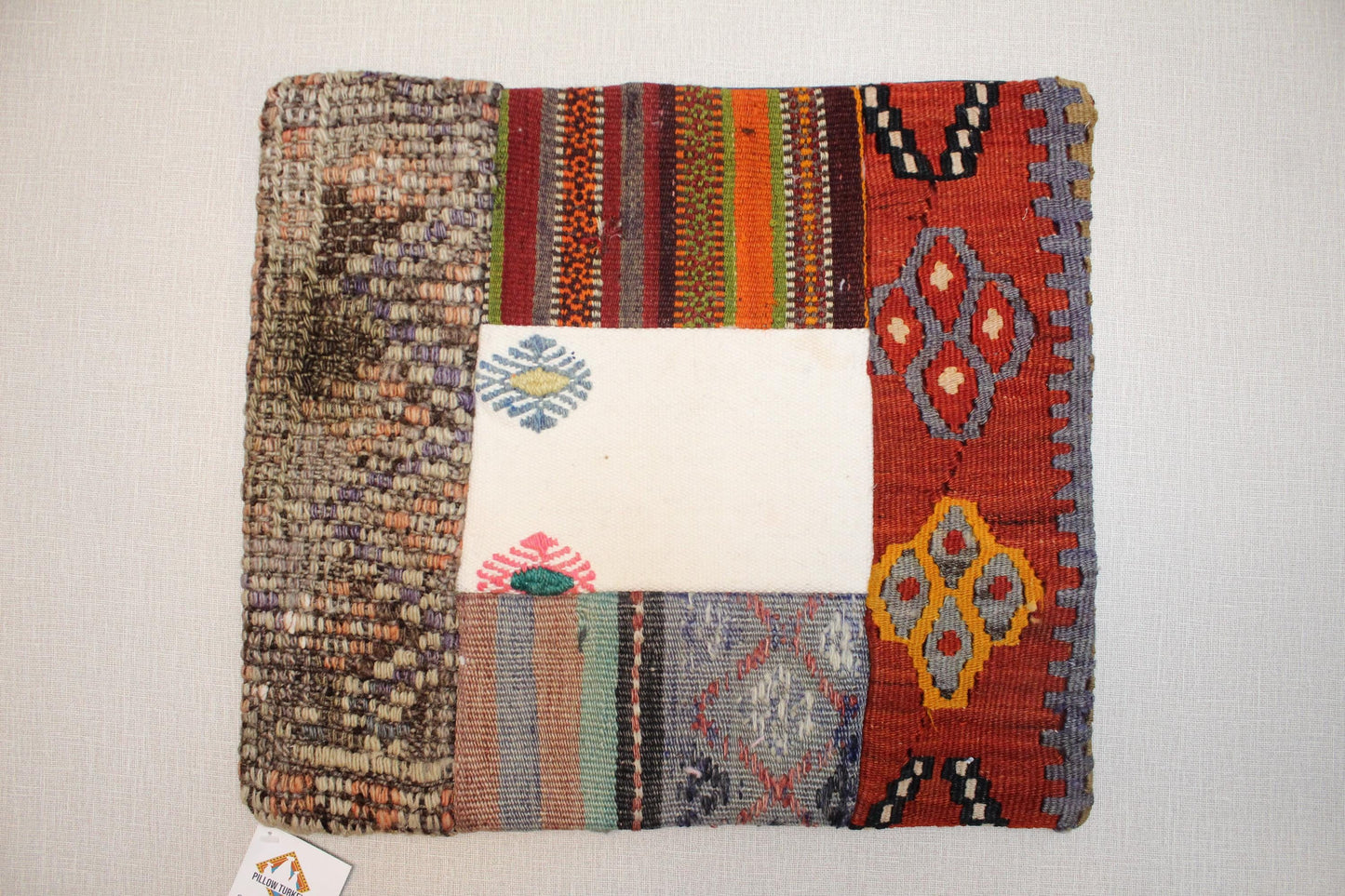 Handmade Kilim Pillow Cover: Upcycled Vintage Turkish Rug, Tribal Design