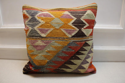 Handmade Kilim Pillow Cover: Upcycled Woven Rug, Boho Home Decor