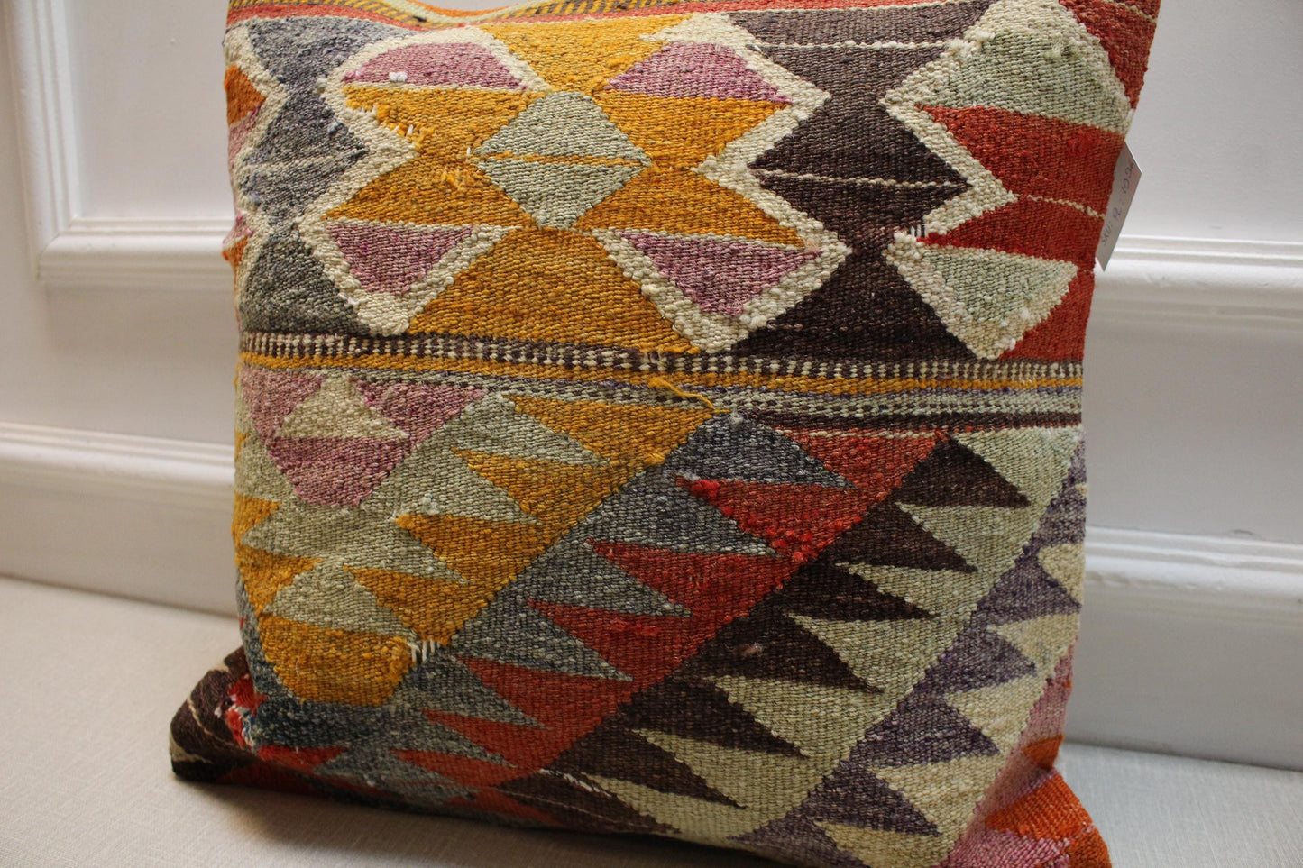 Handmade Kilim Pillow Cover: Upcycled Woven Rug, Boho Home Decor