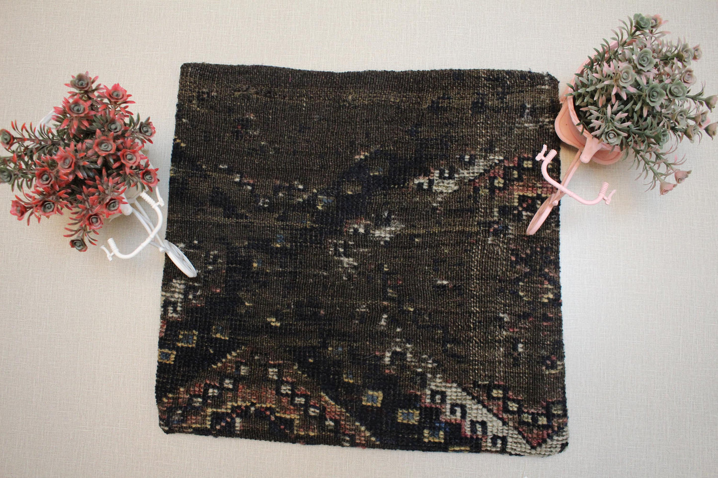 Handmade Kilim Pillow Cover: Upcycled Woven Rug, Rustic Home Decor