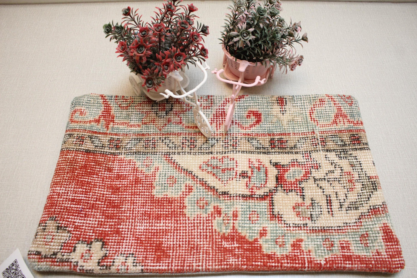 Handmade Kilim Pillow Cover 12x20: Upcycled Woven Rug, Bohemian Decor