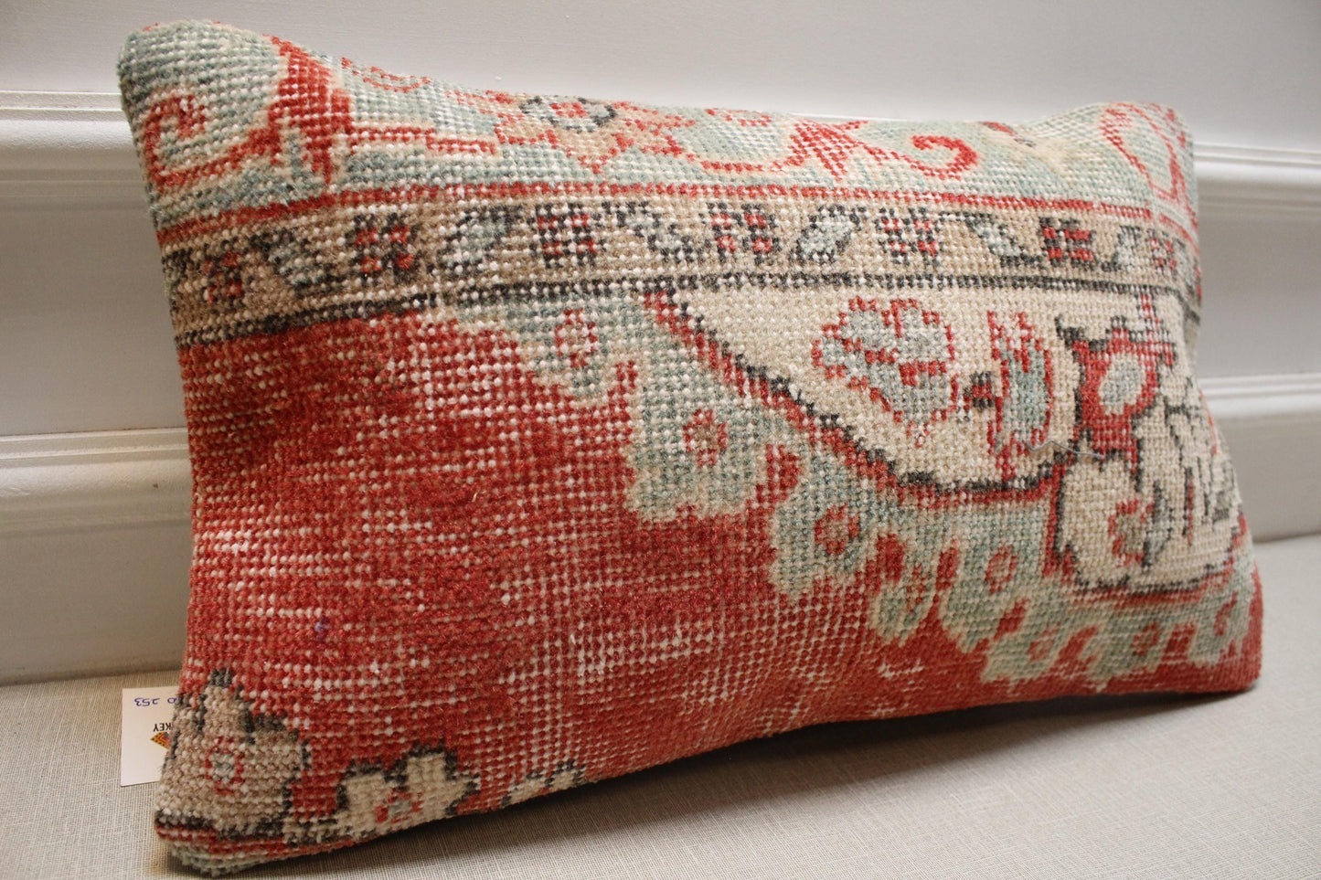 Handmade Kilim Pillow Cover 12x20: Upcycled Woven Rug, Bohemian Decor