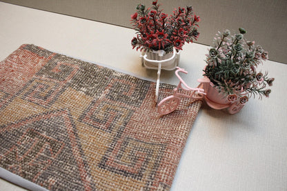 Vintage Turkish Kilim Pillow Cover: Earthy Tribal Woven Rug