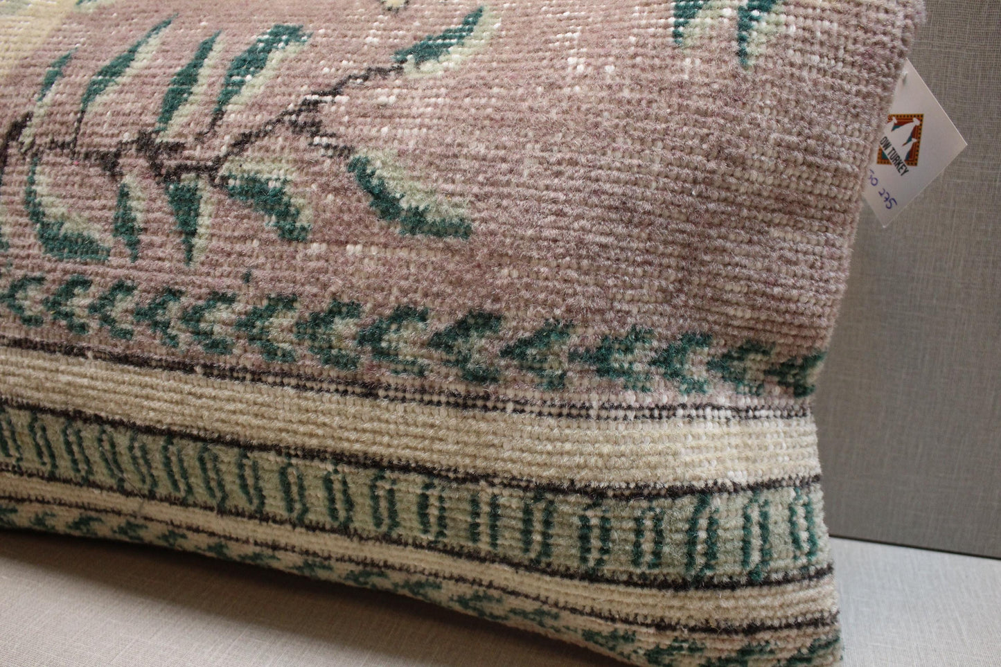 Handmade Kilim Pillow Cover: Organic Wool Boho Rug Pillow (12x20 inch)
