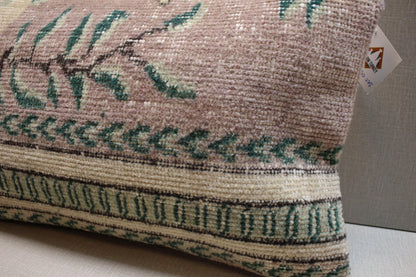 Handmade Kilim Pillow Cover: Organic Wool Boho Rug Pillow (12x20 inch)
