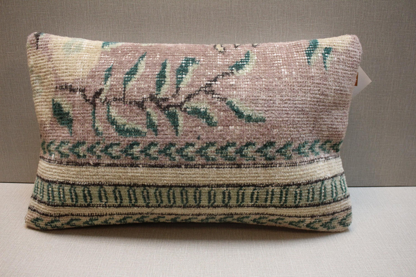 Handmade Kilim Pillow Cover: Organic Wool Boho Rug Pillow (12x20 inch)