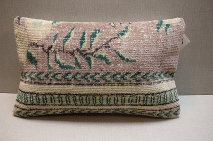 Handmade Kilim Pillow Cover: Organic Wool Boho Rug Pillow (12x20 inch)
