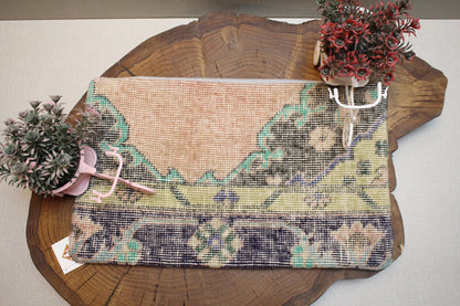 Handmade Kilim Pillow Cover: Blush Floral Boho Decor