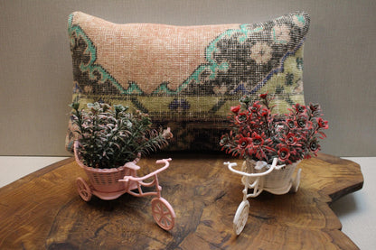 Handmade Kilim Pillow Cover: Blush Floral Boho Decor