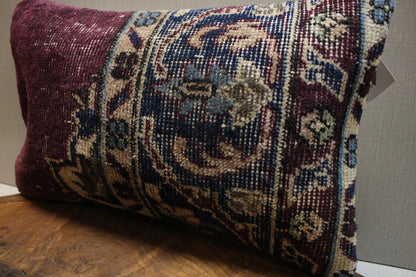Burgundy & Blue Kilim Pillow Cover: Boho Rustic Home Decor