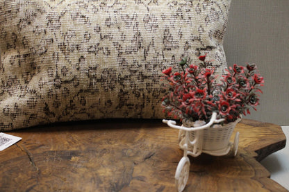 Handmade Kilim Pillow Cover: Beige Taupe Woven Rug Cushion