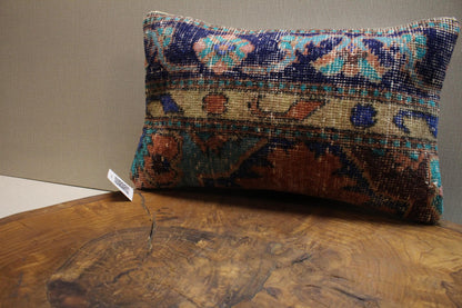 Handmade Kilim Pillow Cover: Deep Blue & Teal Boho Decor