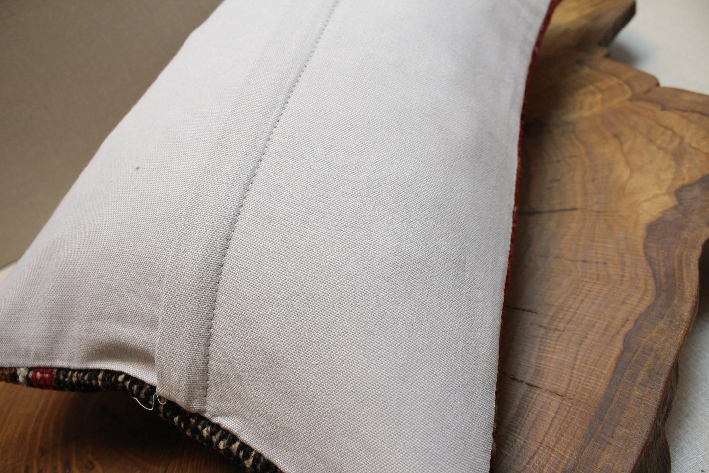 Handmade Kilim Pillow Cover: Burgundy Navy Floral Woven Rug