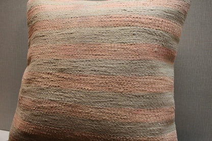 Handwoven Kilim Pillow Cover: Upcycled Wool Rug, Bohemian Accent
