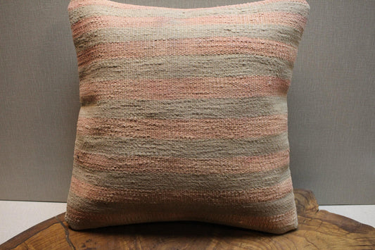 Handwoven Kilim Pillow Cover: Upcycled Wool Rug, Bohemian Accent