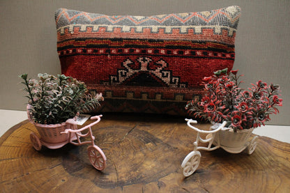 Handmade Kilim Pillow Cover: Upcycled Woven Rug, Tribal Design