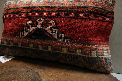 Handmade Kilim Pillow Cover: Upcycled Woven Rug, Tribal Design