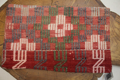 Handmade Kilim Pillow Cover: Upcycled Woven Rug, Bohemian Decor (12x20 in