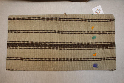 Handwoven Kilim Lumbar Pillow Cover: Earthy Beige & Brown Boho Decor
