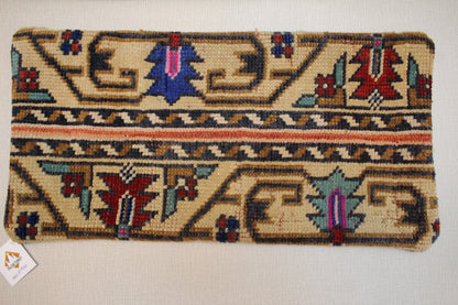 Handmade Kilim Lumbar Pillow Cover: Upcycled Woven Wool, Boho Tribal
