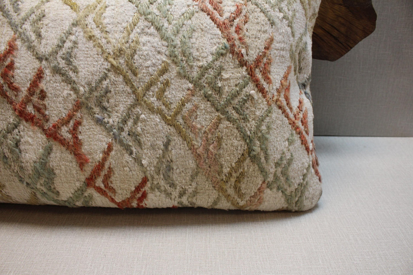 Handwoven Kilim Pillow Cover: Upcycled Wool Rug, Bohemian Decor (12x24 in