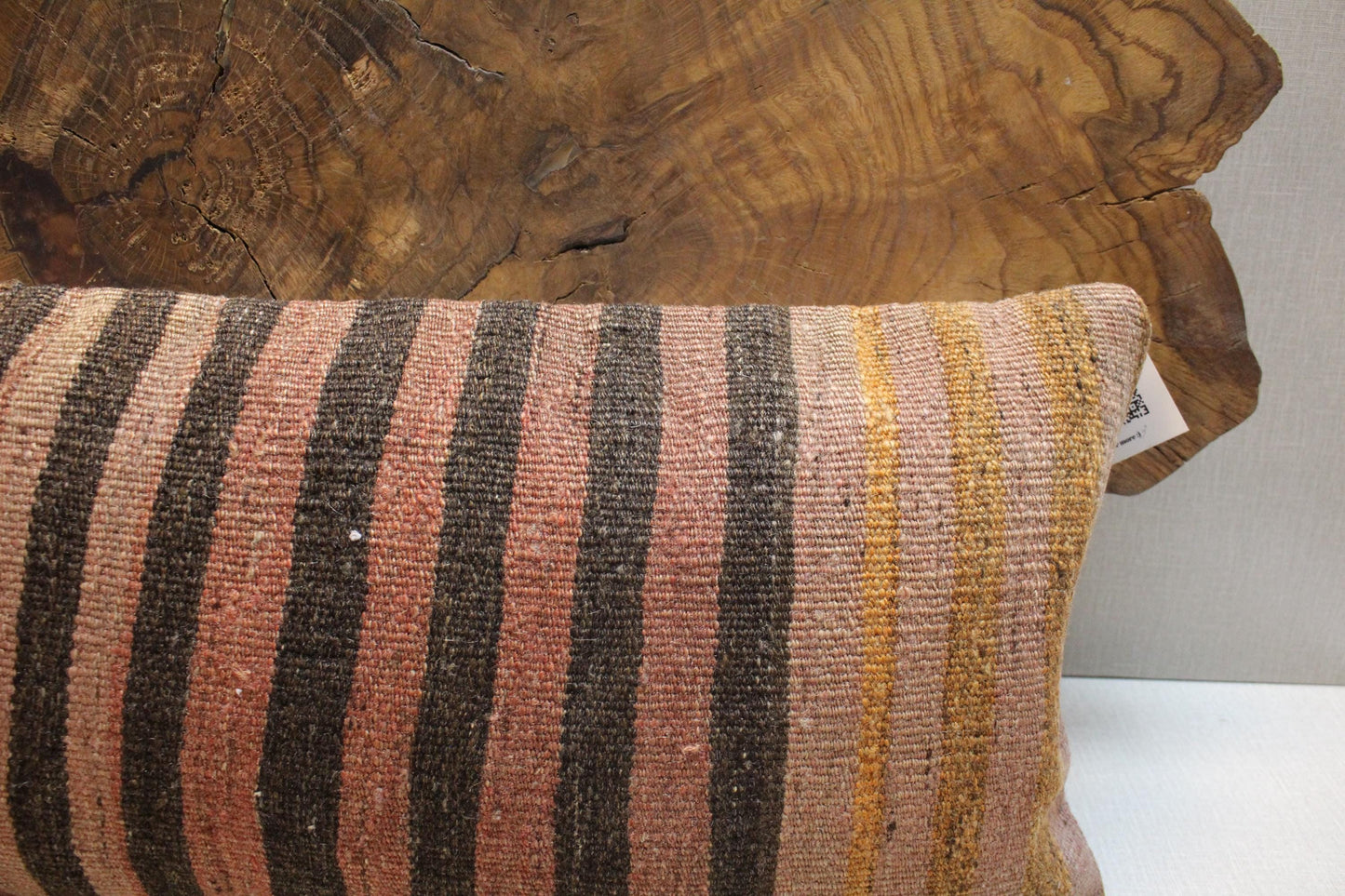 Handwoven Kilim Lumbar Pillow Cover: Earthy Boho Decor (12x24 in