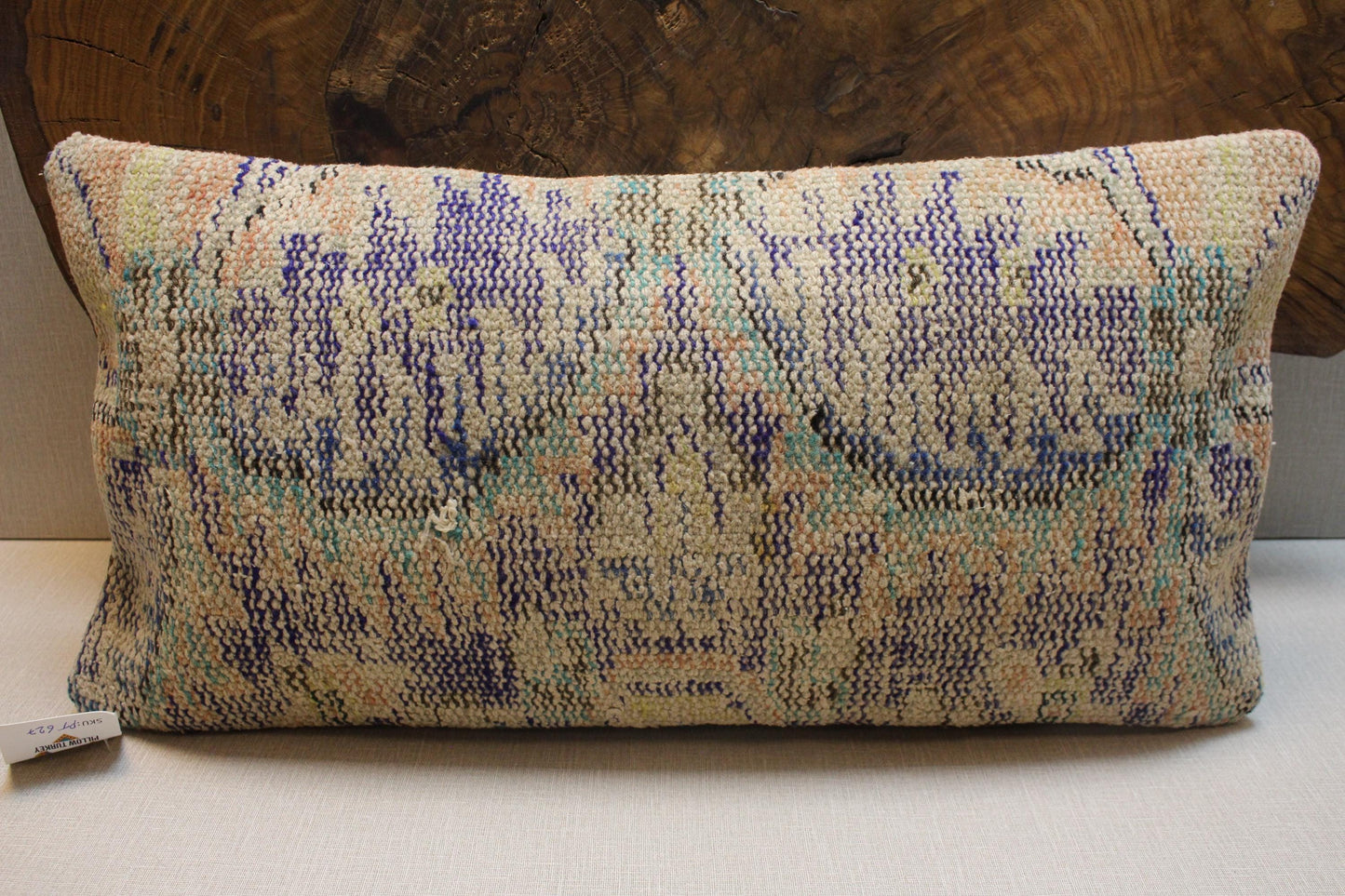 Handwoven Kilim Lumbar Pillow Cover: Boho Accent Pillow (12x24 in