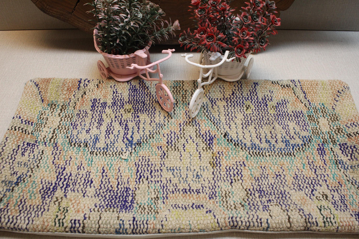 Handwoven Kilim Lumbar Pillow Cover: Boho Accent Pillow (12x24 in