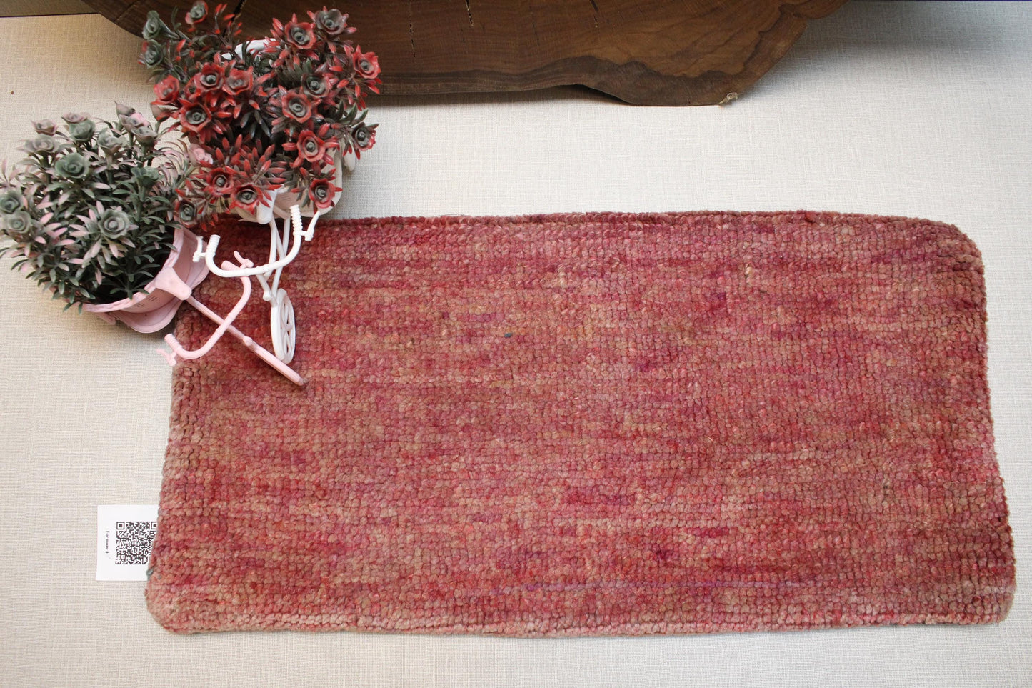 Handmade Kilim Pillow Cover: Upcycled Vintage Turkish Rug, Pink Boho Accent