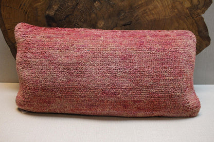 Handmade Kilim Pillow Cover: Upcycled Vintage Turkish Rug, Pink Boho Accent