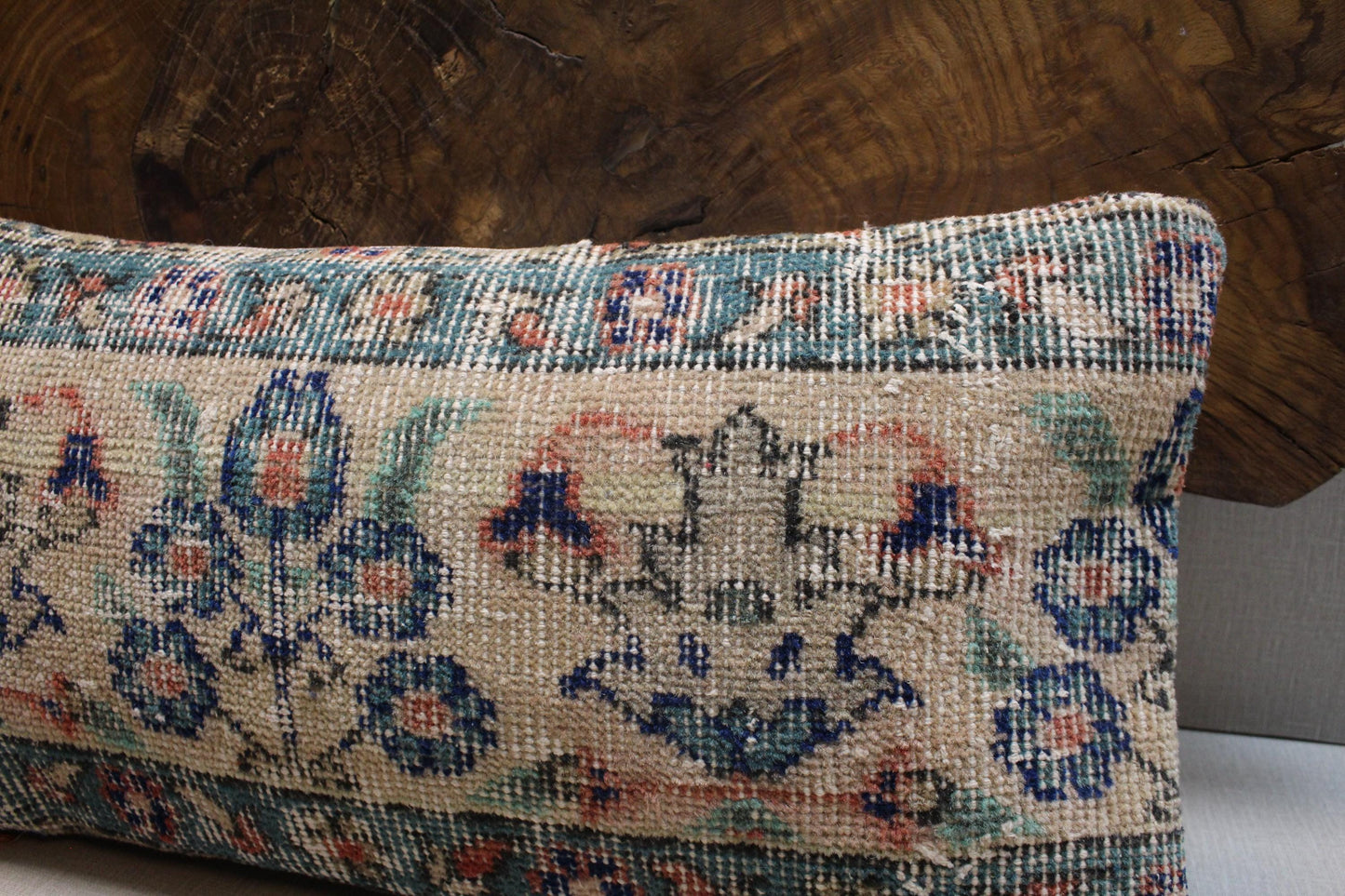 Handmade Kilim Pillow Cover: Upcycled Turkish Rug, Floral Boho Decor