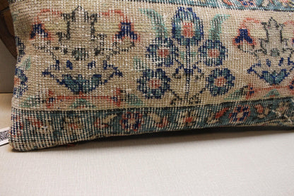Handmade Kilim Pillow Cover: Upcycled Turkish Rug, Floral Boho Decor