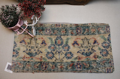 Handmade Kilim Pillow Cover: Upcycled Turkish Rug, Floral Boho Decor