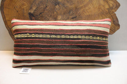 Handmade Kilim Pillow Cover: Boho Woven Wool Lumbar Pillow