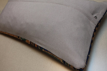 Handmade Kilim Pillow Cover: Boho Woven Wool Lumbar Pillow