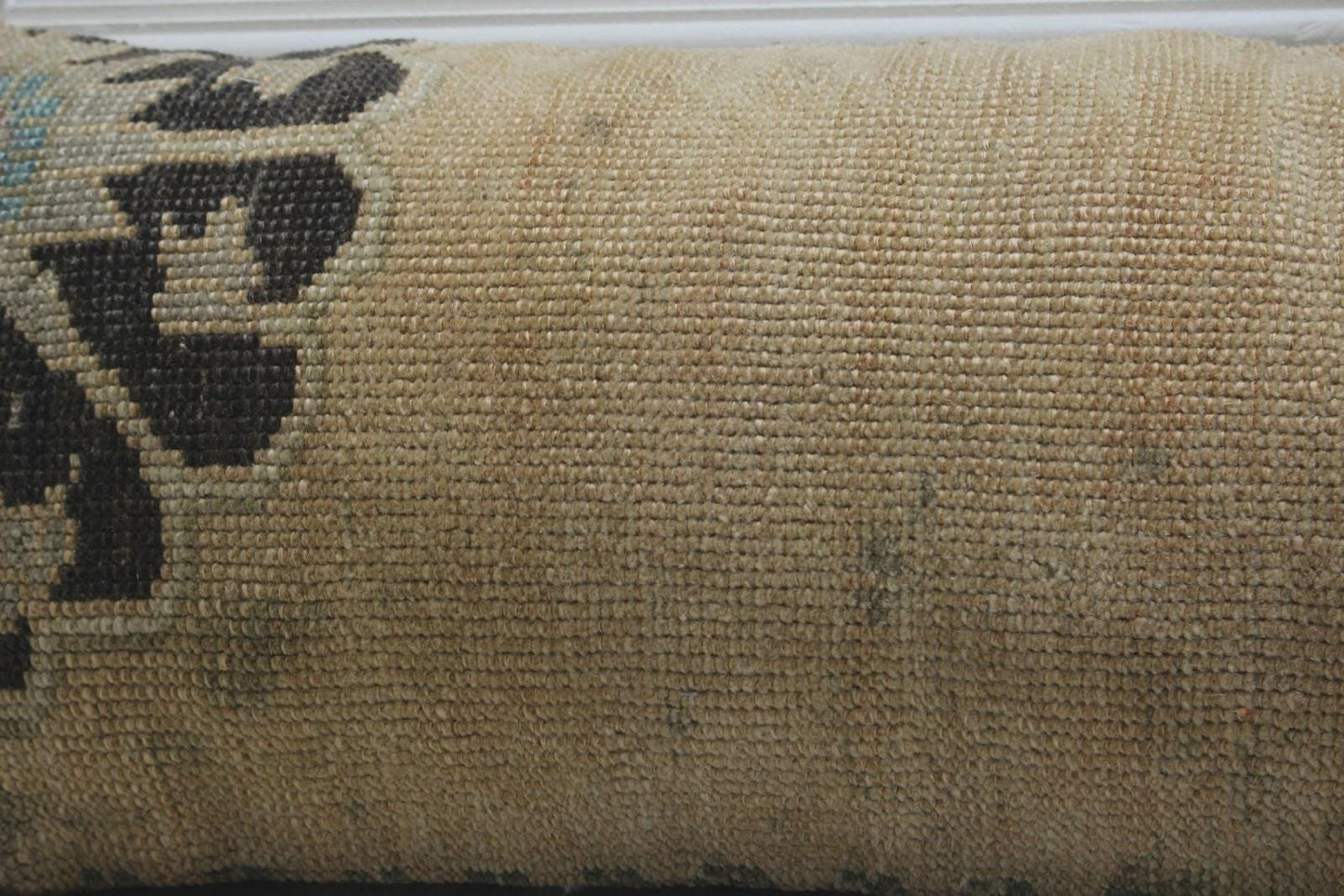 Handwoven Turkish Kilim Lumbar Pillow Cover: Boho Geometric Accent