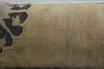 Handwoven Turkish Kilim Lumbar Pillow Cover: Boho Geometric Accent
